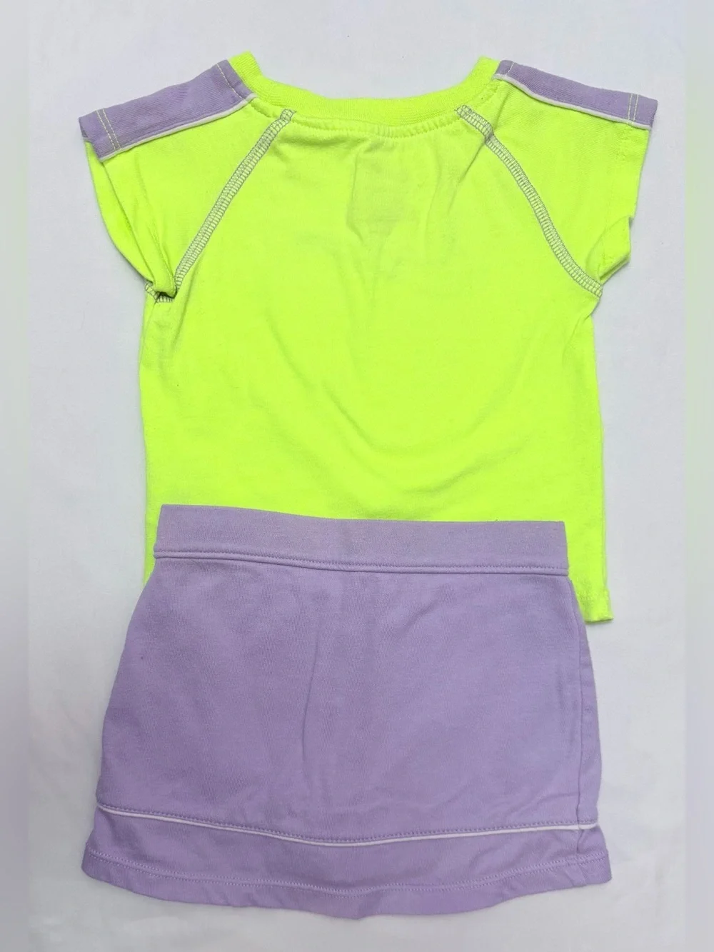 Nike Neon Yellow & Lavender Girls Athletic Top and Skirt Set - Picture 2 of 6